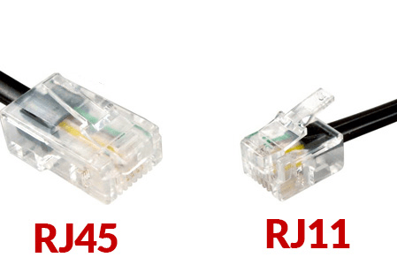 What are the differences between RJ11 and RJ45 connectors