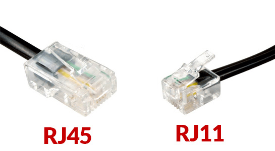 What are the differences between RJ11 and RJ45 connectors