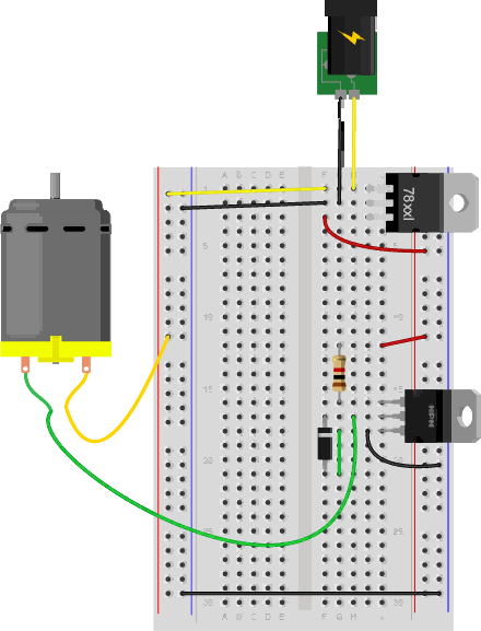 How to connect the transistor to the motor control circuit?